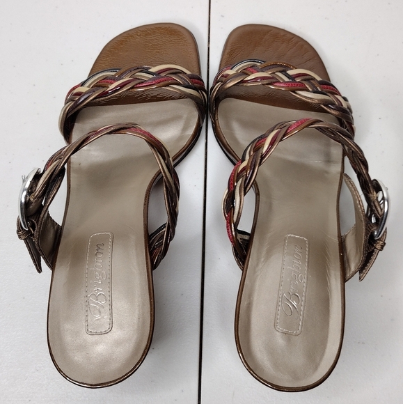 Brighton Fiji Women's Double Cable Strap Slip-On Casual Heel Sandals Sz 8.5 - Picture 9 of 16